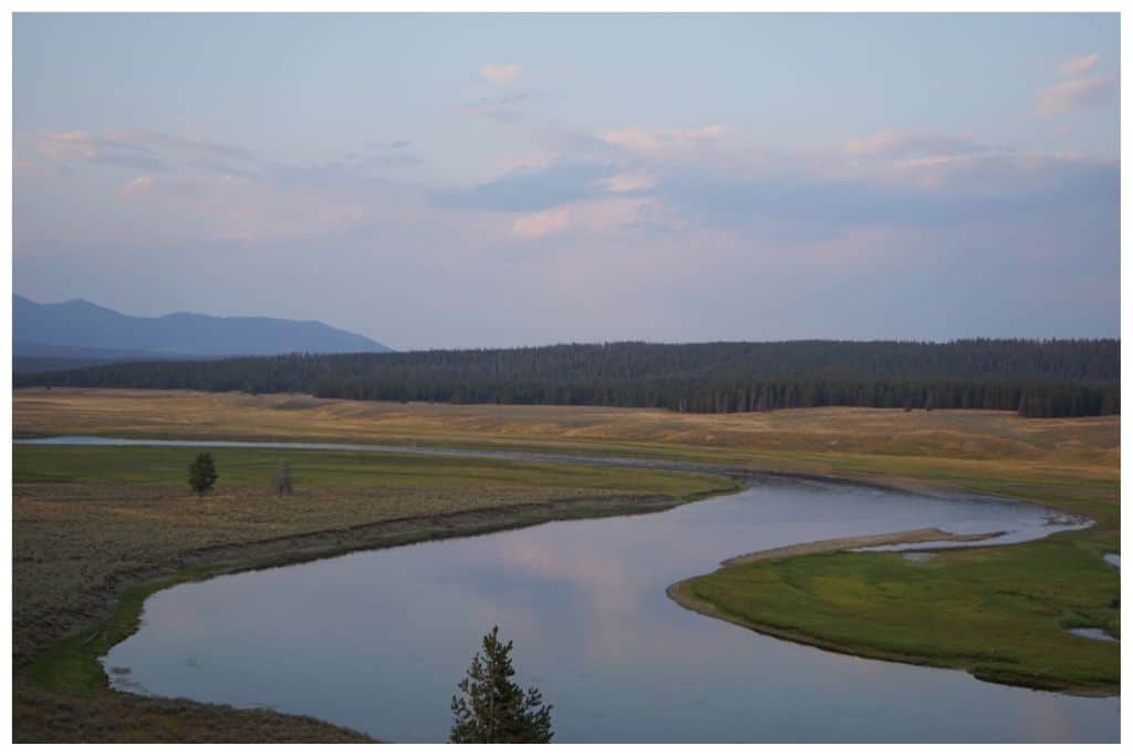 Dusk in Yellowstone National Park. 