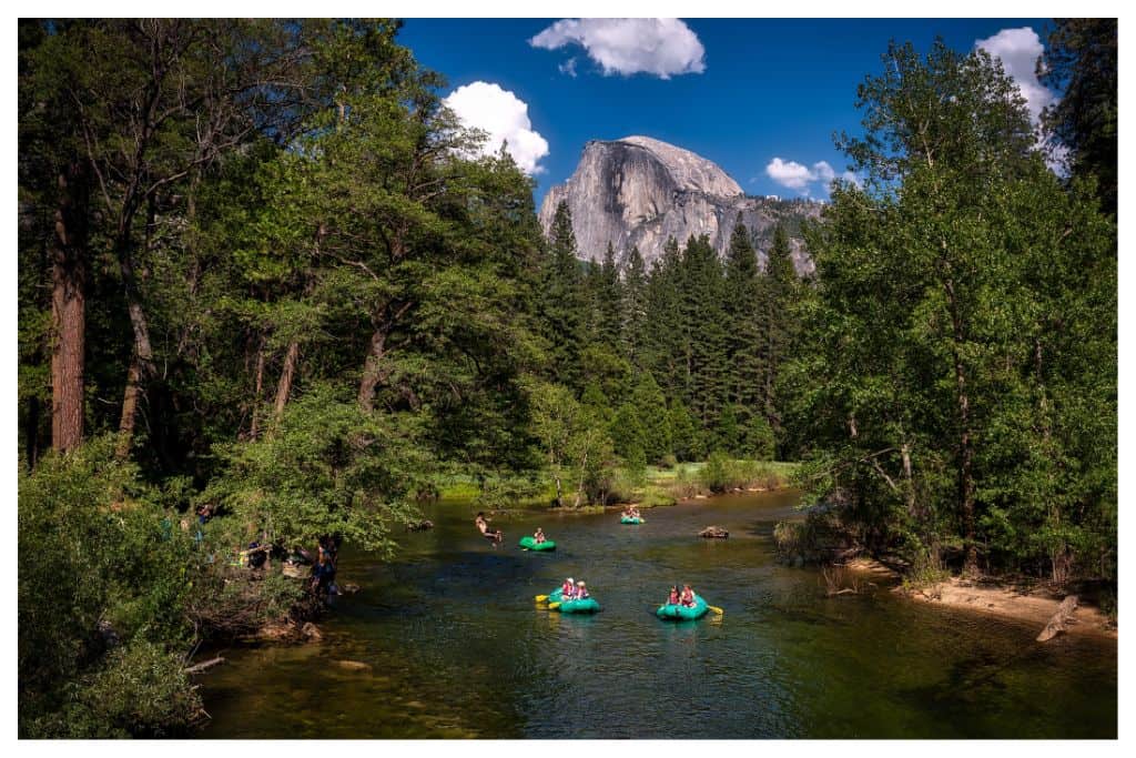 Floating down the Merced River is a fantastic way to spend a day in Yosemite with kids!