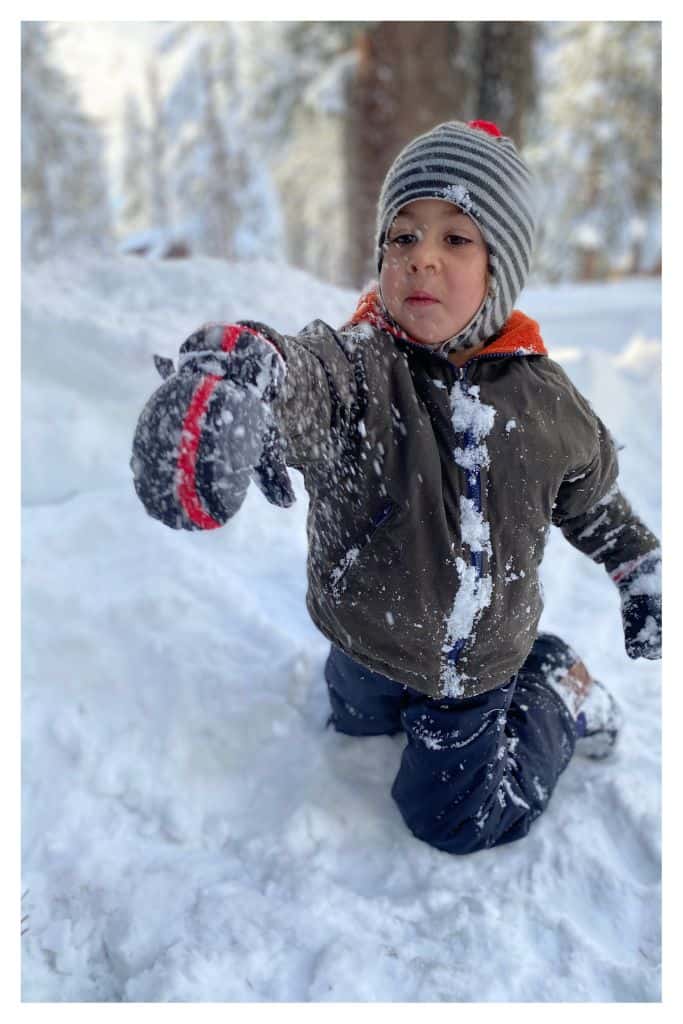 A winter visit to Yosemite gives kids the opportunity to play in the snow. 