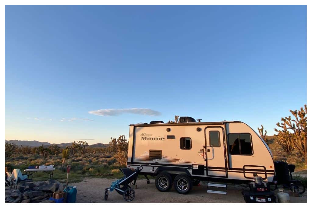 Trailer camping in the Mojave Desert. 
