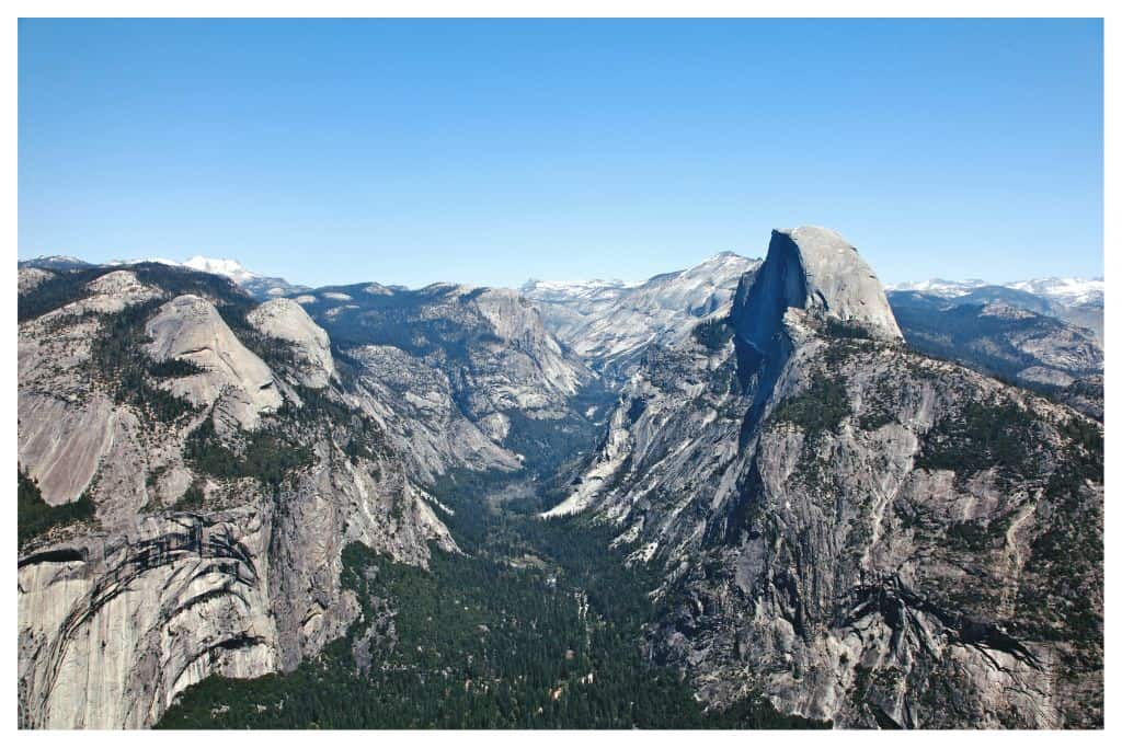 A view of Yosemite Valley  from atop glacier point. 