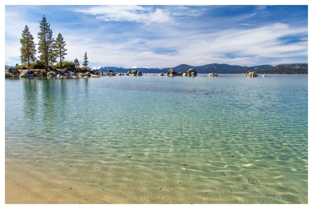 The crystal clear waters of Lake Tahoe. 